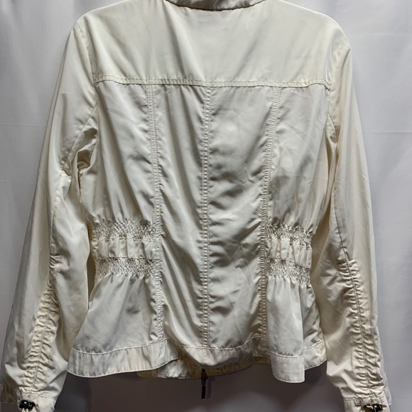 Linea Domani Womens Jacket White Ruched Lightweight Large (KH128) - Picture 8 of 8